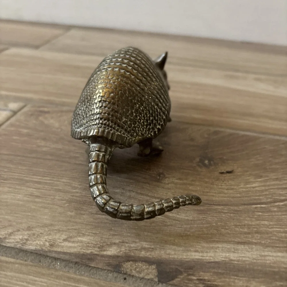 Rare Vintage Solid Brass Armadillo Figurine 7